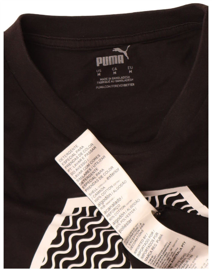 Puma Herre Grafisk T-Shirt Top Medium Sort Bomuld