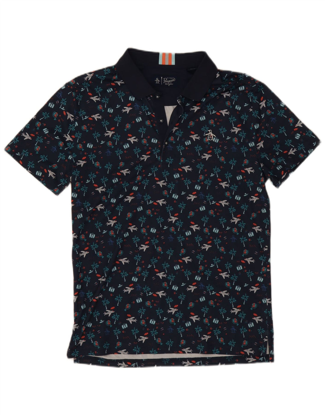 Penguin Herre grafisk poloshirt Lille marineblå polyester