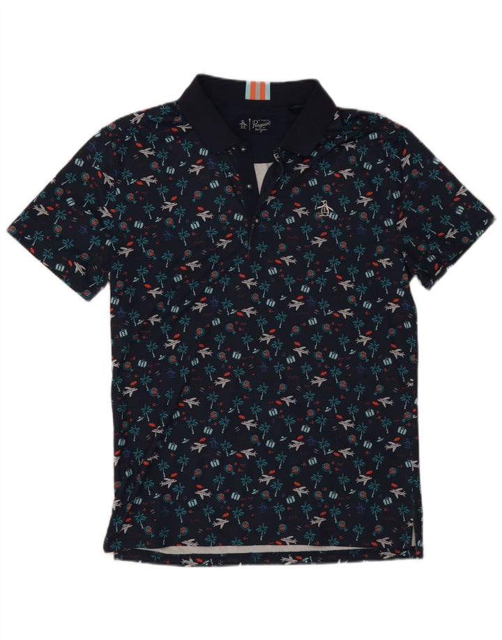 Penguin Herre grafisk poloshirt Lille marineblå polyester