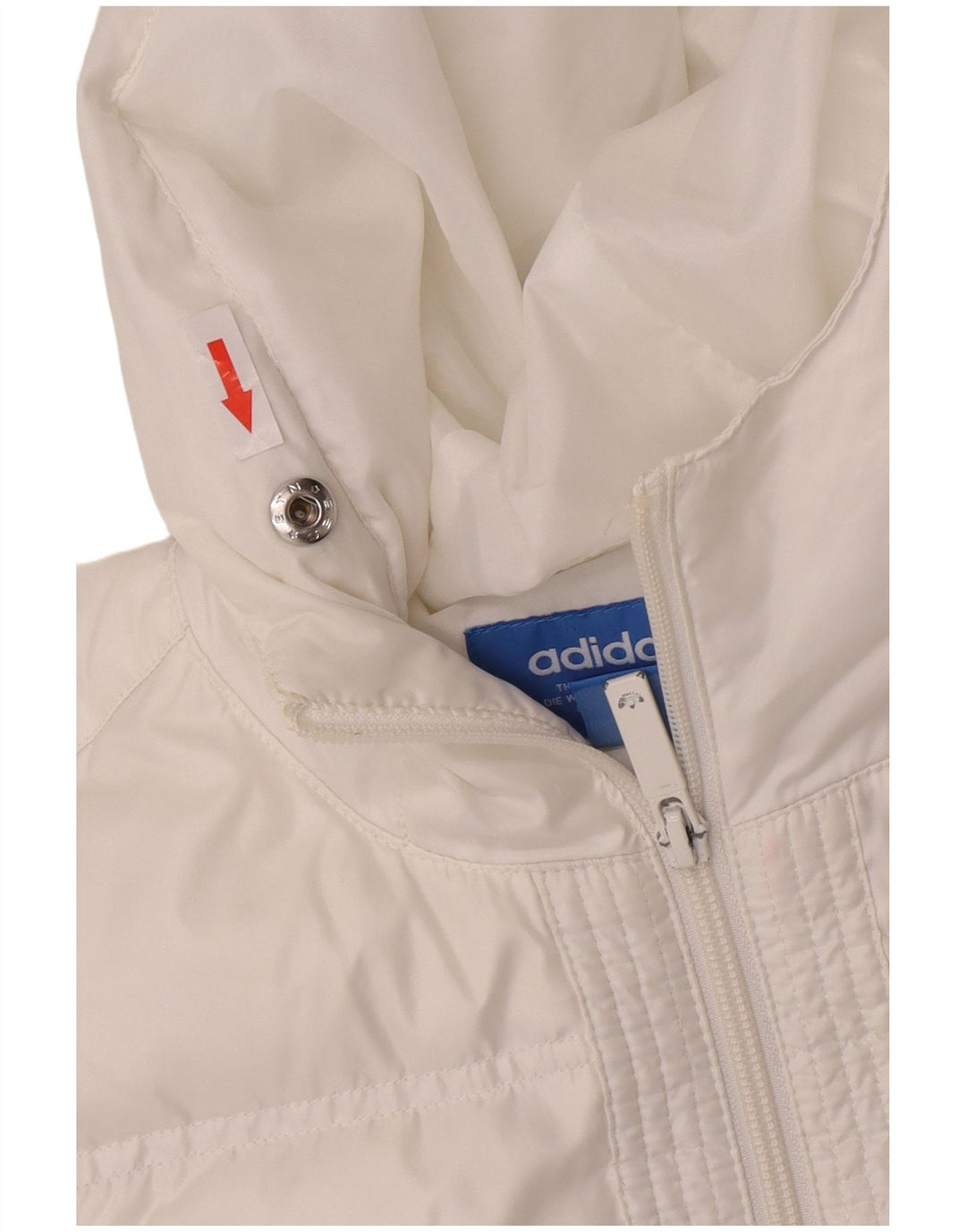 Adidas Dame Hætte Oversized Polstret Frakke UK 6 XS Hvid Polyester
