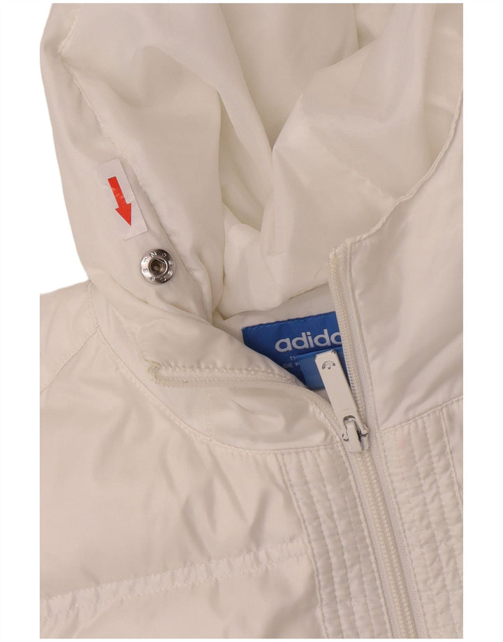 Adidas Dame Hætte Oversized Polstret Frakke UK 6 XS Hvid Polyester