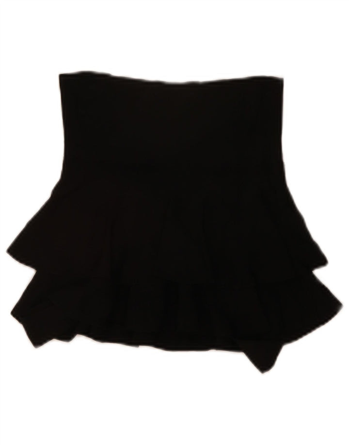 ZARA Mini Tiered nederdel til kvinder Small W28 Sort viskose