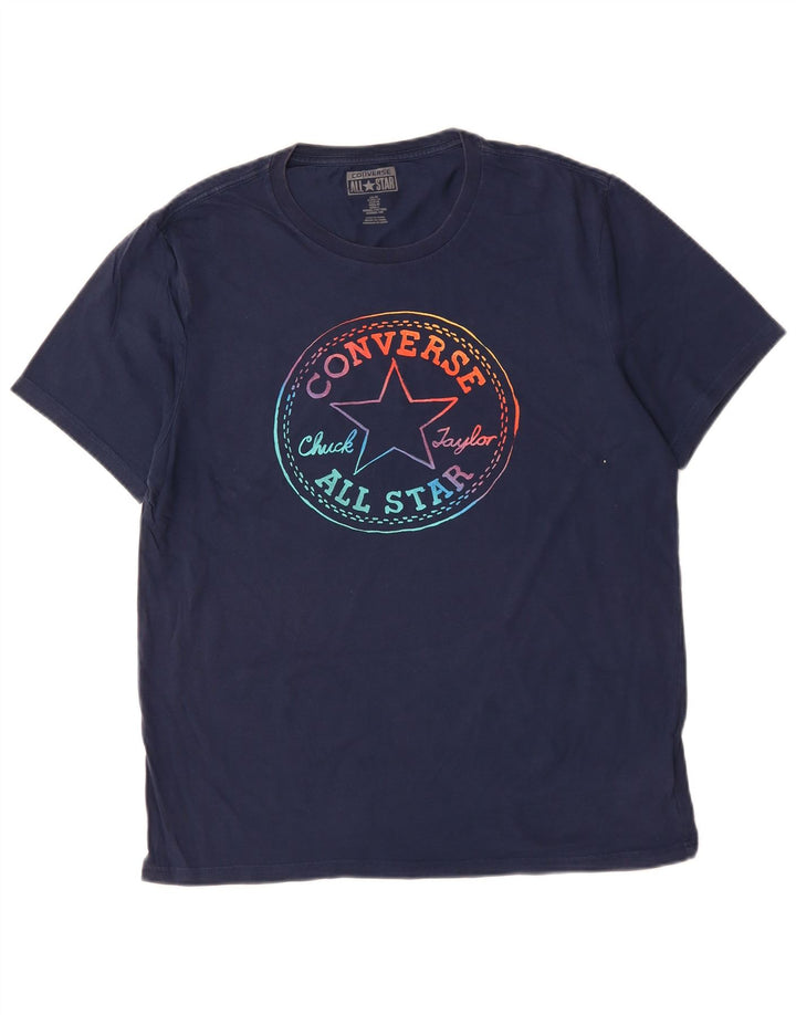 CONVERSE Herre Chuck Taylor Grafisk T-Shirt Top Medium Navyblå Bomuld