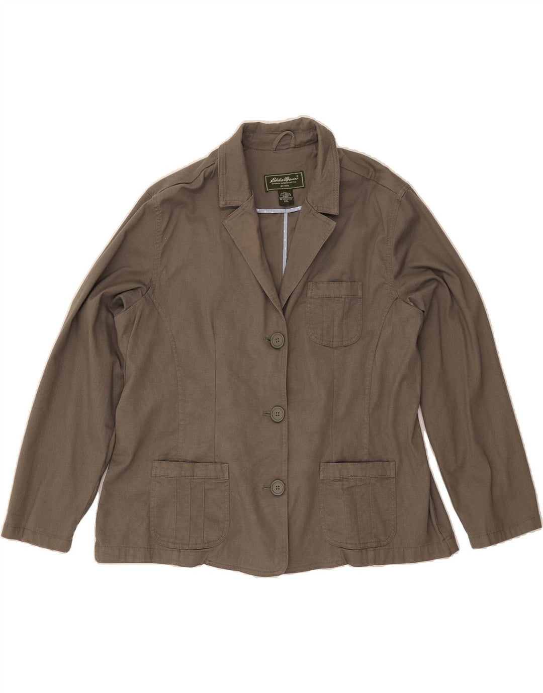 EDDIE BAUER Womens 3 Button Blazer Jacket UK 22 2XL Grey Cotton Vintage Eddie Bauer and Second-Hand Eddie Bauer from Messina Hembry 