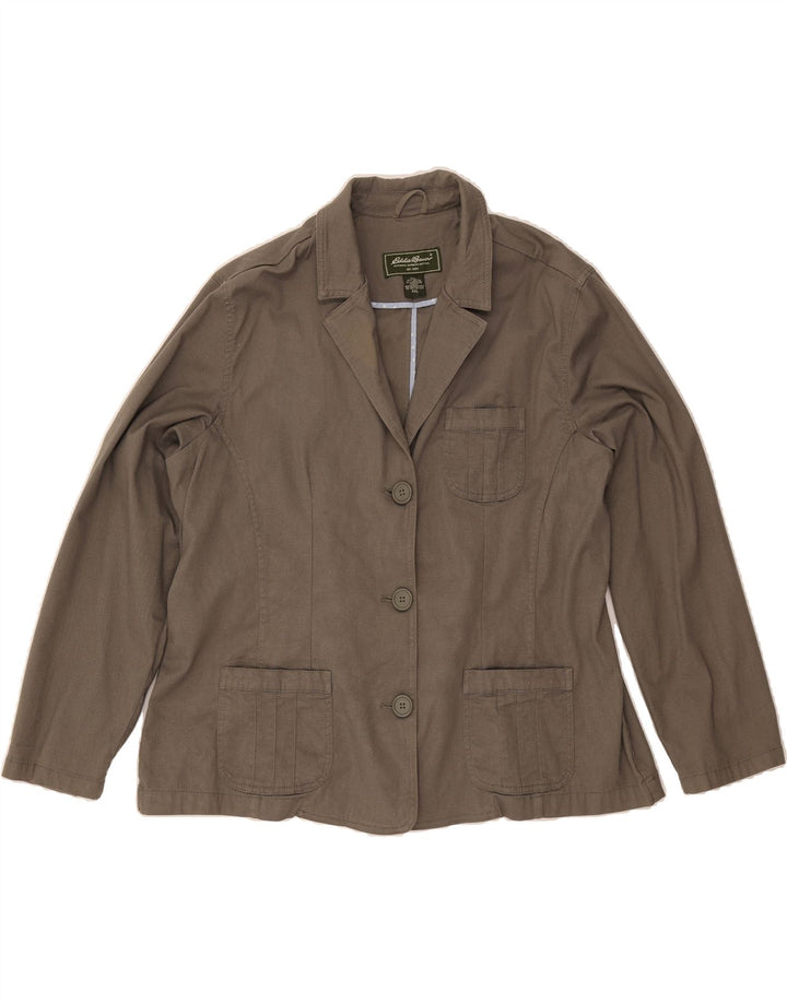 EDDIE BAUER Womens 3 Button Blazer Jacket UK 22 2XL Grey Cotton Vintage Eddie Bauer and Second-Hand Eddie Bauer from Messina Hembry 