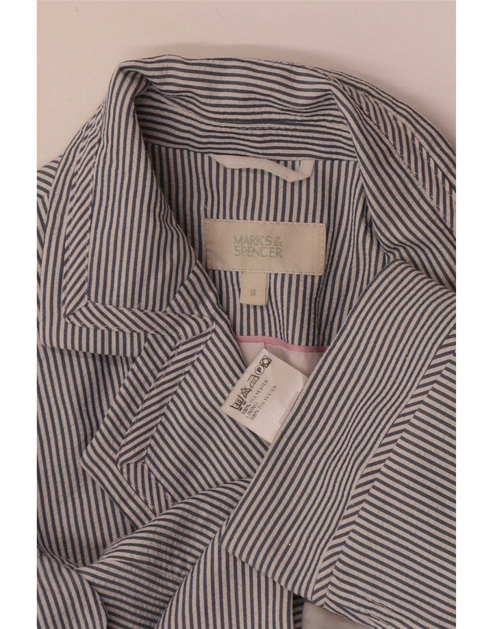 Marks & Spencer Dame 1 Knap Blazer Jacket UK 10 Small Blue Pinstripe