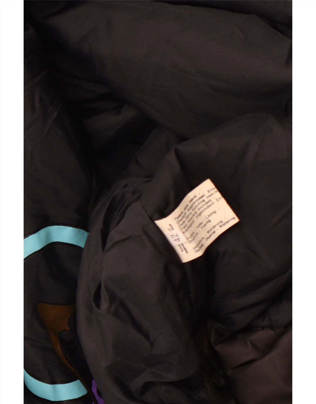 Vintage vindjakke til kvinder EU 42 Stor sort geometrisk polyester