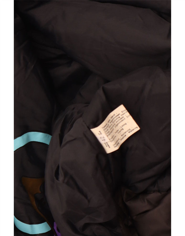 Vintage vindjakke til kvinder EU 42 Stor sort geometrisk polyester