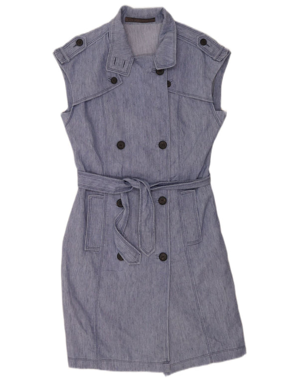 Zara Womens Military Ærmeløs Skede Kjole UK 12 Medium Blue