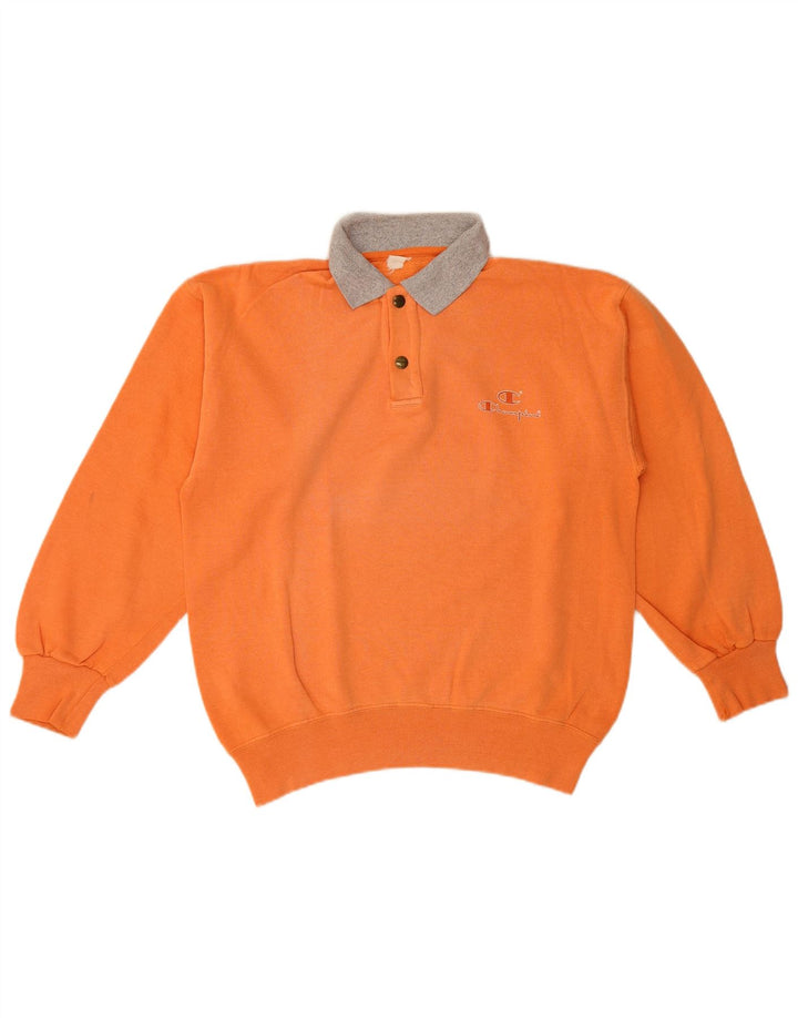Champion Herre Polo Neck Sweatshirt Jumper Medium Orange