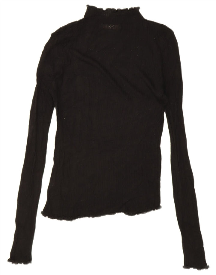 Zara Dame Top Langærmet UK 12 Medium Sort Viscose