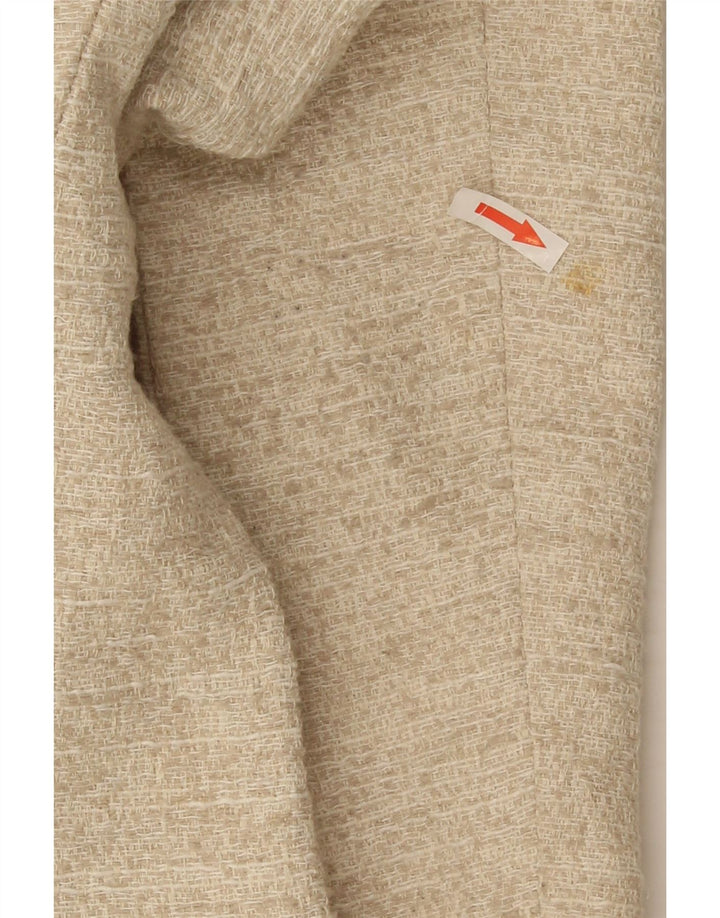 Zara Womens Open Blazer Jacket UK 12 Medium Beige Flecked Bomuld
