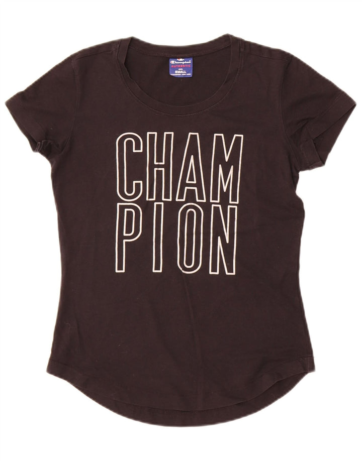 Champion Dame Grafisk T-Shirt Top UK 10 Lille Sort