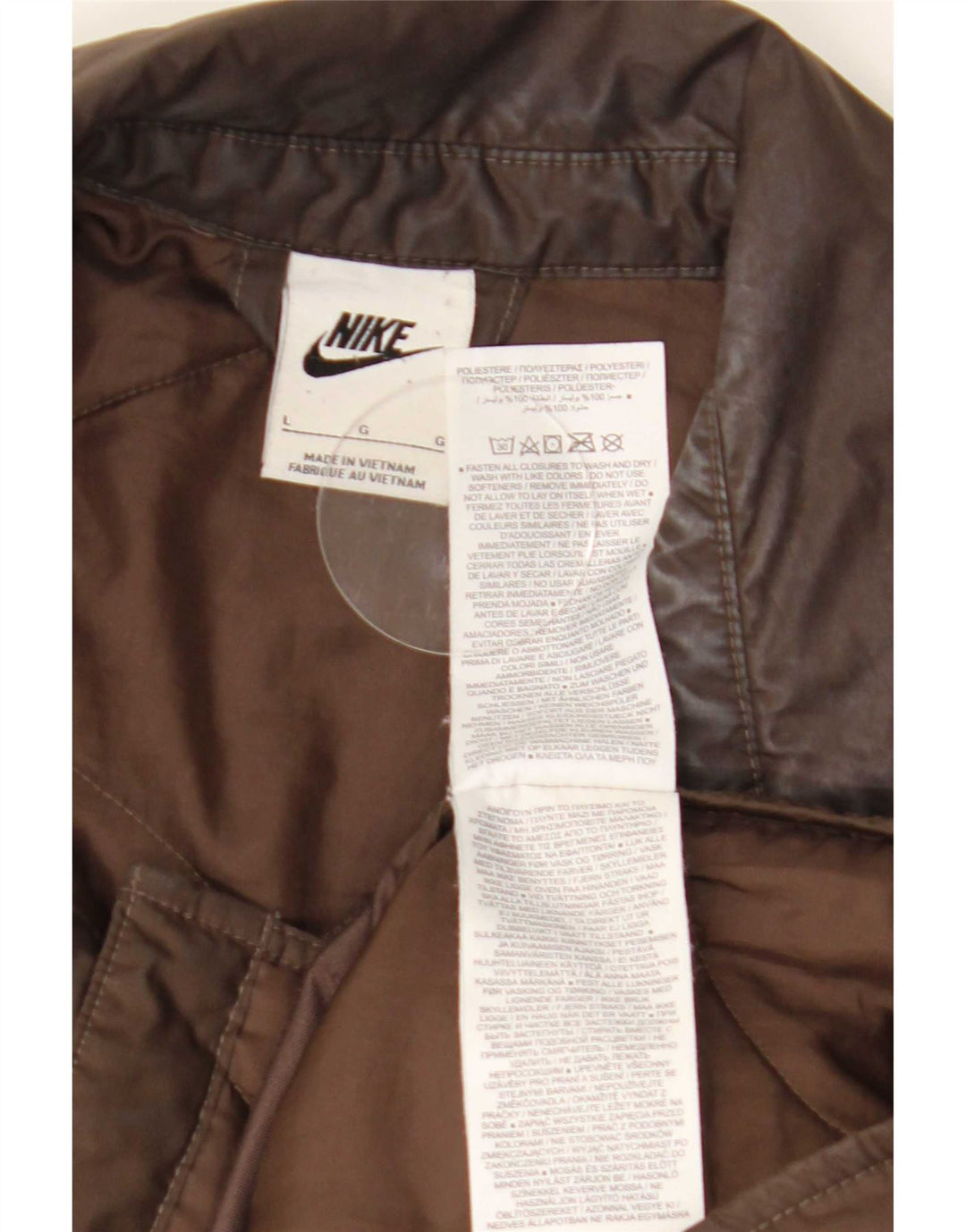 Nike Dame Oversized Quiltet Jakke UK 16 Stor Brun Polyester