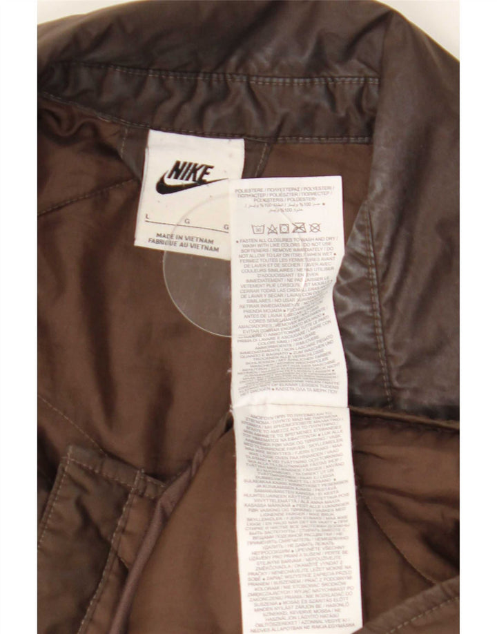 Nike Dame Oversized Quiltet Jakke UK 16 Stor Brun Polyester