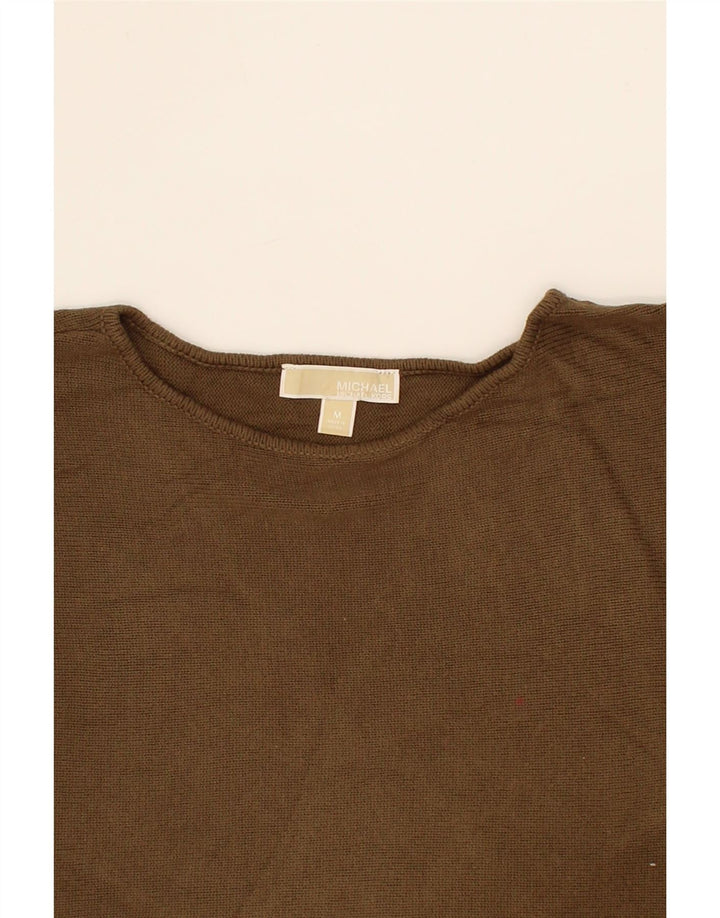 MICHAEL KORS Womens Longline Boat Neck Jumper Sweater UK 14 Medium Brown Vintage Michael Kors and Second-Hand Michael Kors from Messina Hembry 