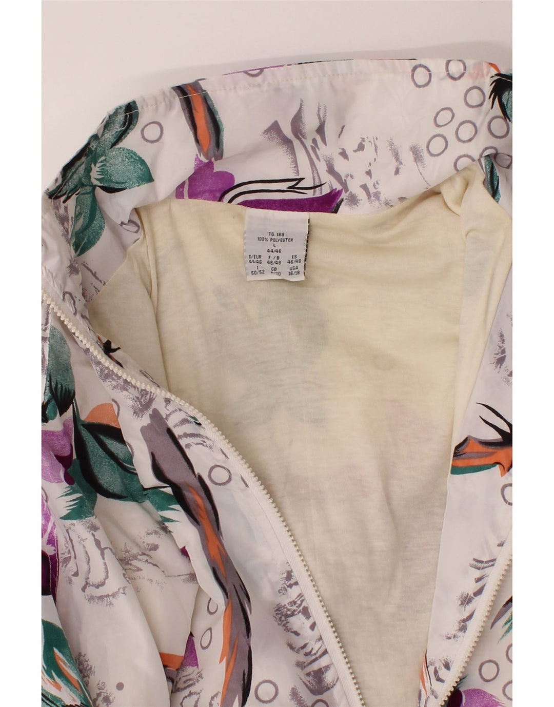 VINTAGE Womens Tracksuit Top Jacket IT 50/52 2XL White Floral Vintage Vintage and Second-Hand Vintage from Messina Hembry 