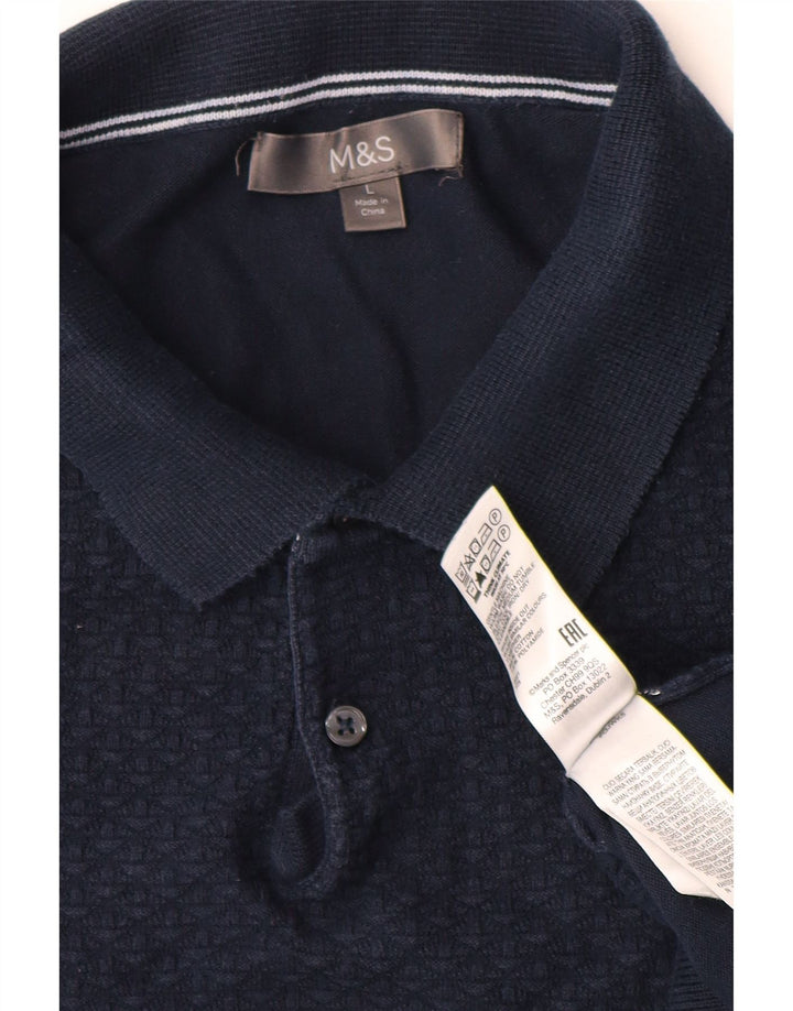 MARKS & SPENCER Herre rullehals sweater Stor marineblå bomuld