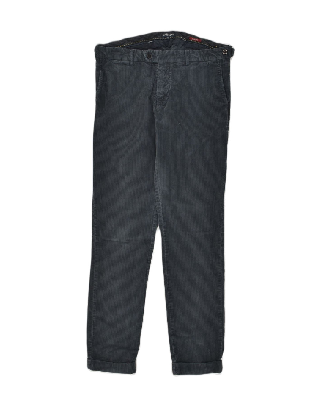 GUTTERIDGE Herre Slim Fit Corduroy Bukser IT 48 Medium W32 L30 Marineblå