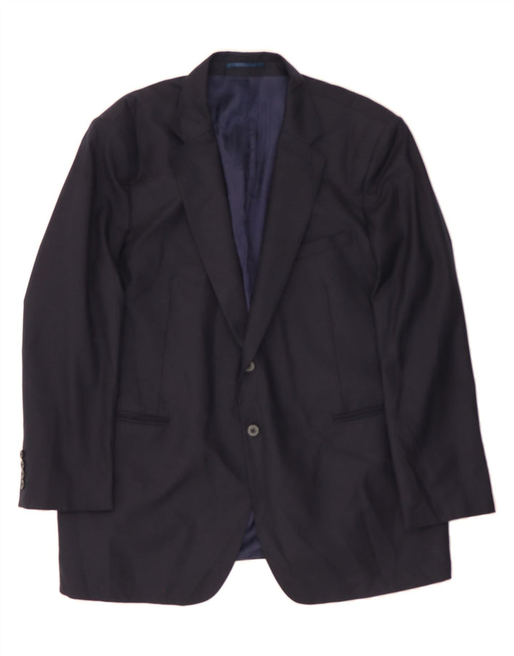 JAEGER Mens 2 Button Blazer Jacket IT 50 Large Navy Blue Viscose Vintage Jaeger and Second-Hand Jaeger from Messina Hembry 