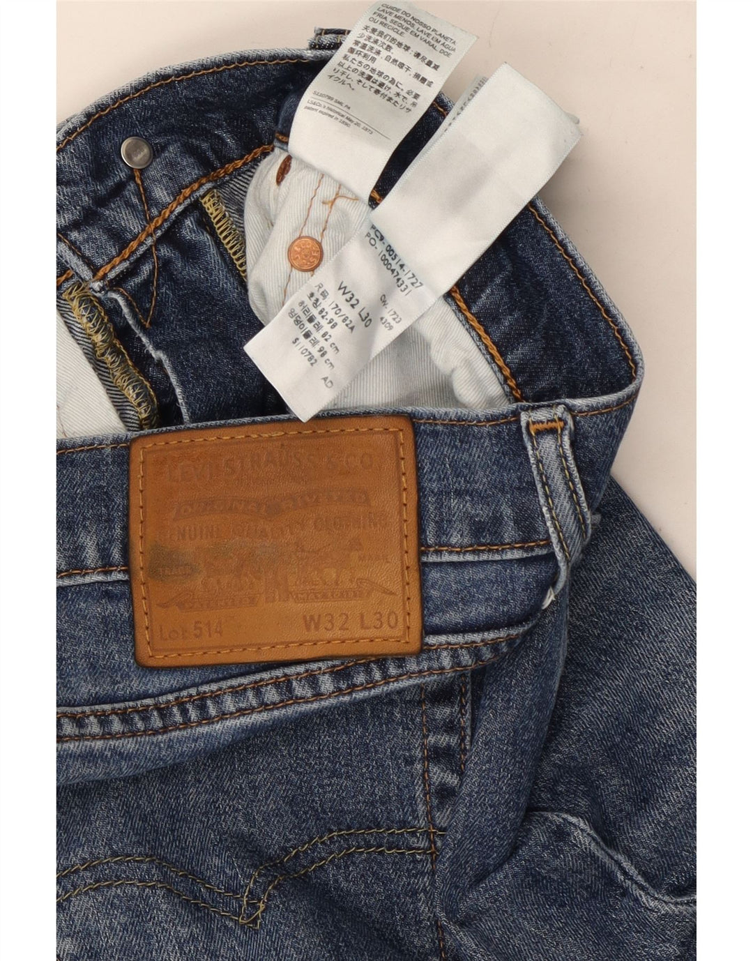 Levi's Herre 514 Distressed Straight Jeans W32 L30 Blå Bomuld