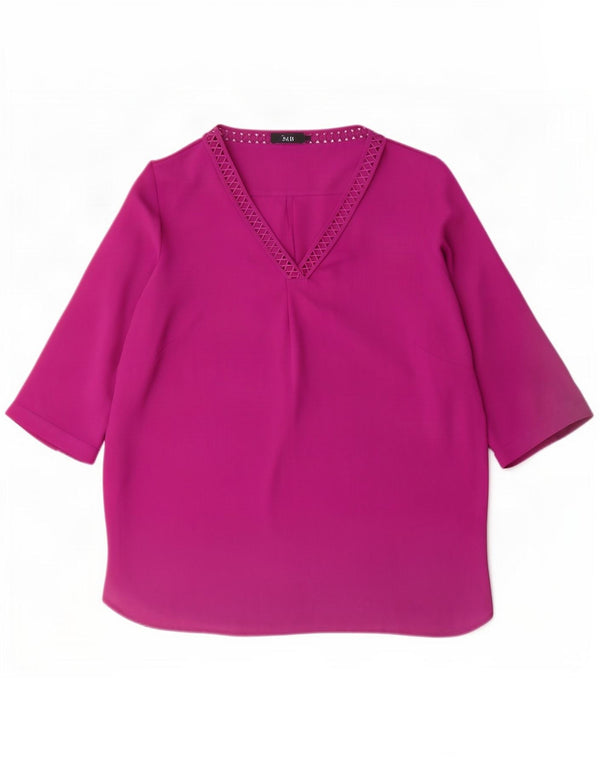 Marks & Spencer damebluse med 3/4 ærmer UK 24 4XL Lilla polyester