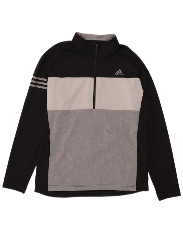 Adidas Pullover med lynlås til mænd til mænd Træningsdragt Top Medium Sort Colourblock