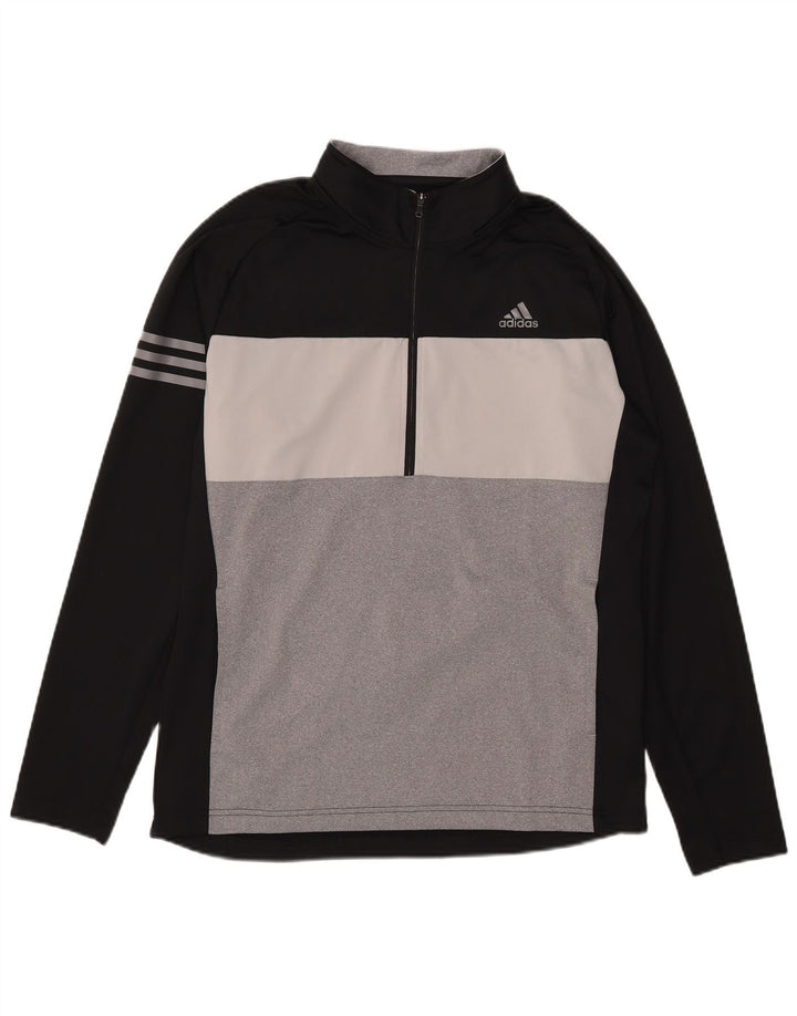 Adidas Pullover med lynlås til mænd til mænd Træningsdragt Top Medium Sort Colourblock
