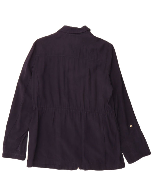 Zara Womens Bomber Jacket UK 10 Small Navy Blue Viscose