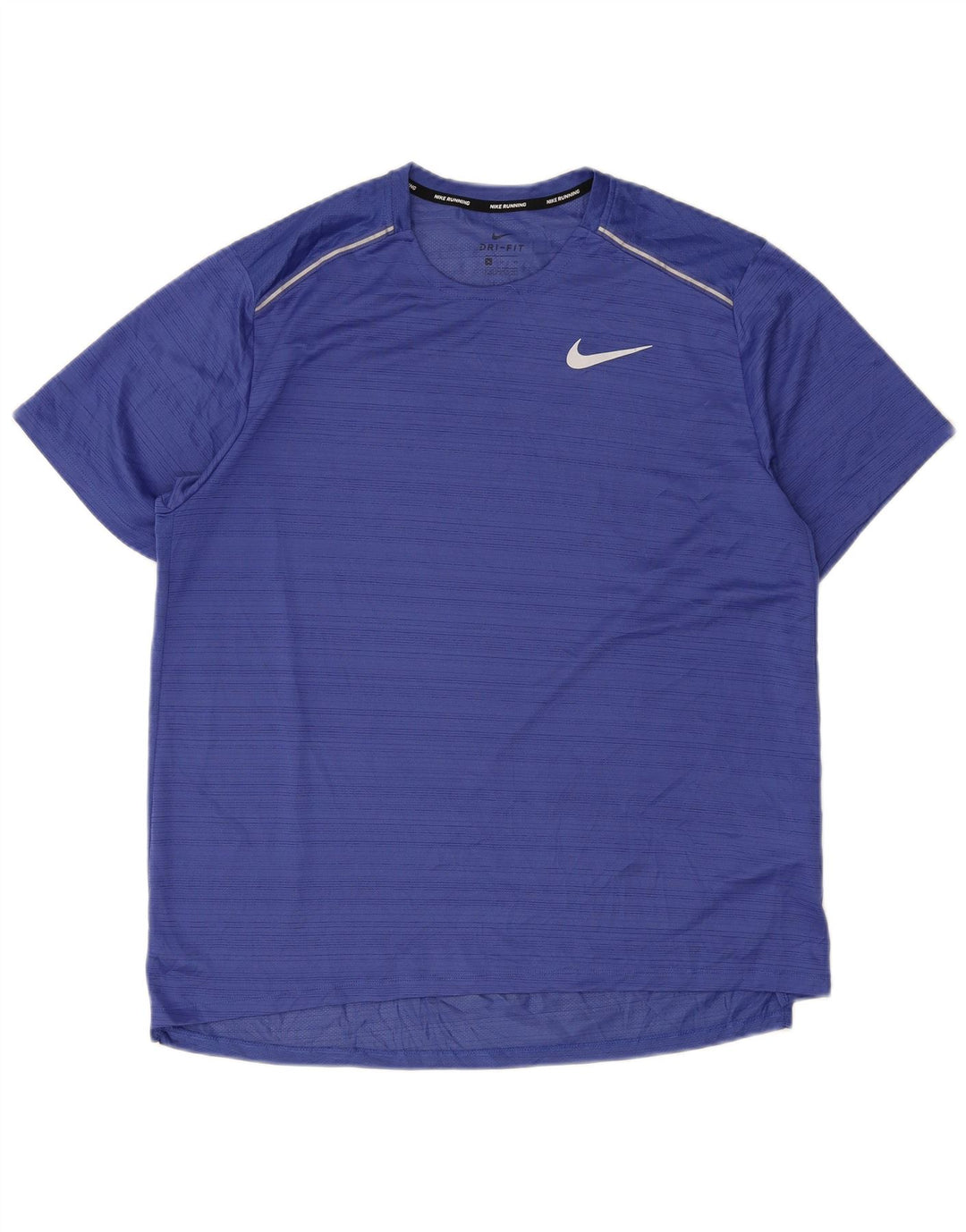 Nike herre Dri Fit T-shirt top XL blå stribet polyester