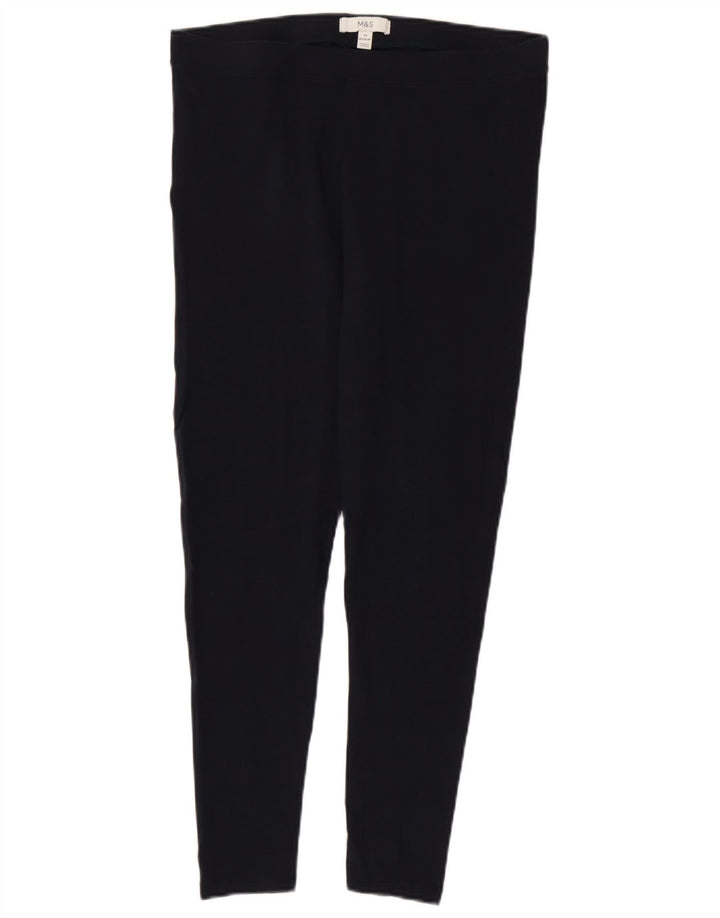 Marks & Spencer Womens Leggings UK 14 Large Navy Blue Cotton