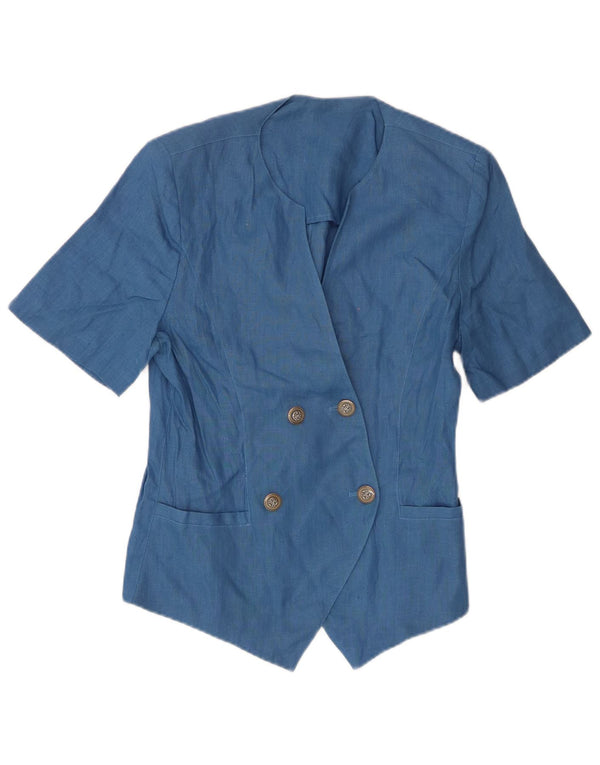 Preca Dame Kortærmet Cardigan Top IT 42 Medium Blue Linen