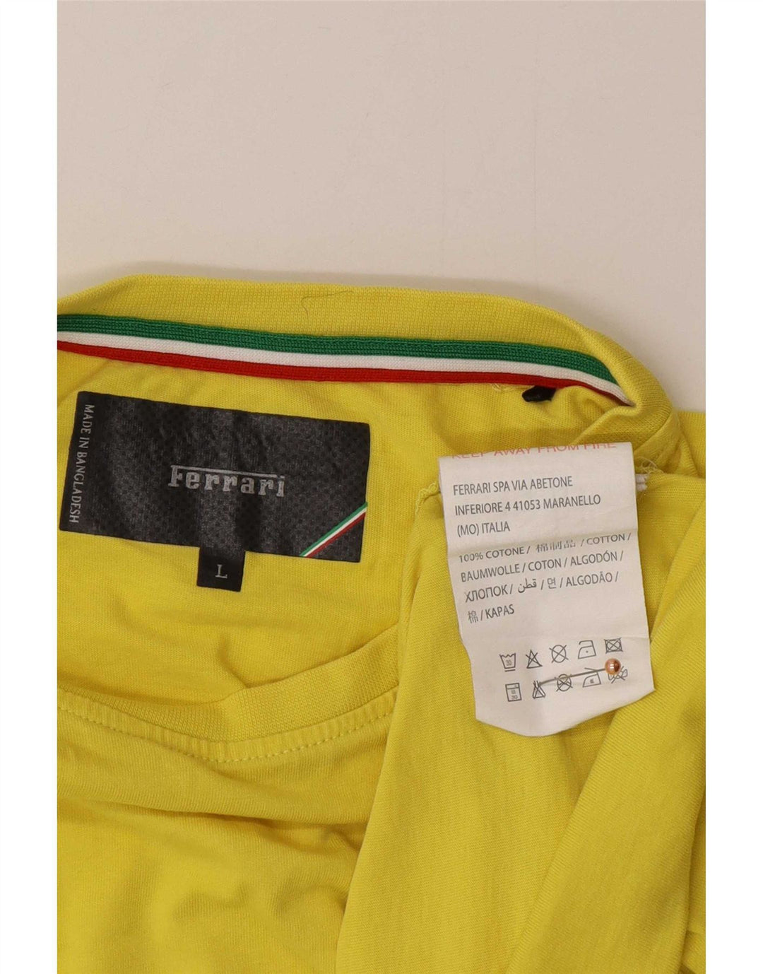 Ferrari Herre T-Shirt Top Stor Gul Bomuld