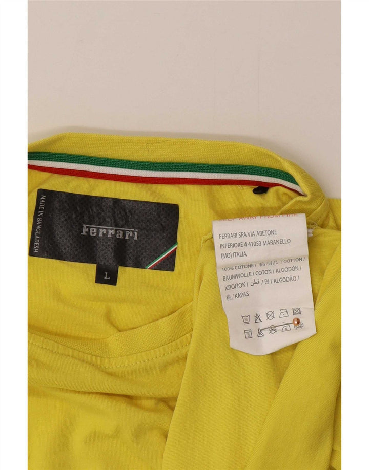 Ferrari Herre T-Shirt Top Stor Gul Bomuld