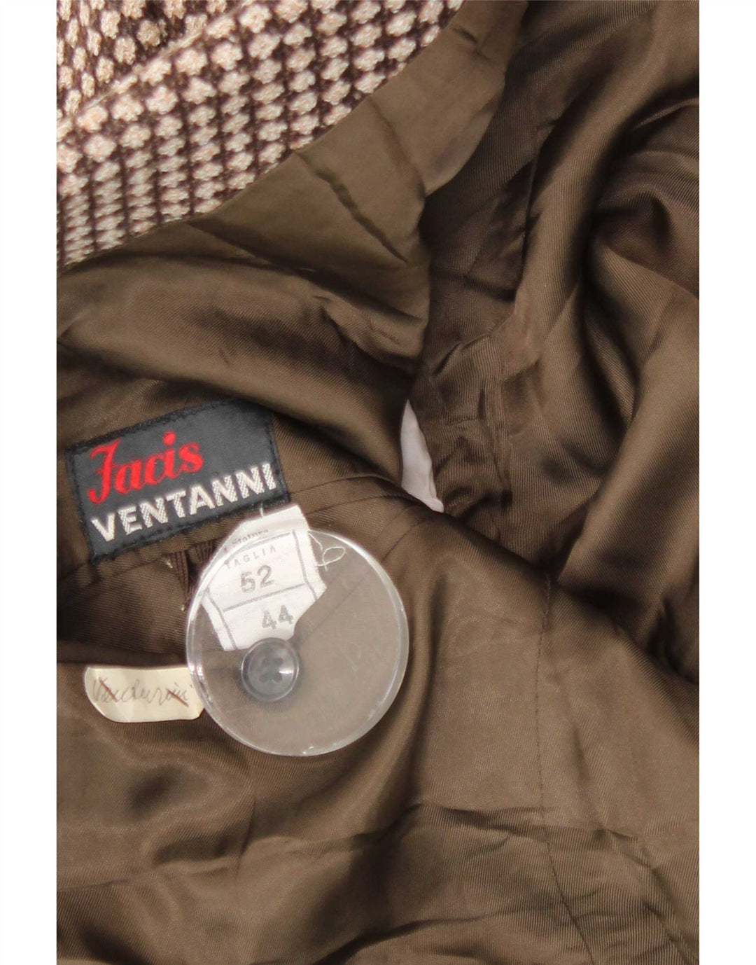 VENTANNI Herre 3-knaps blazerjakke IT 52 XL Brun Geometrisk