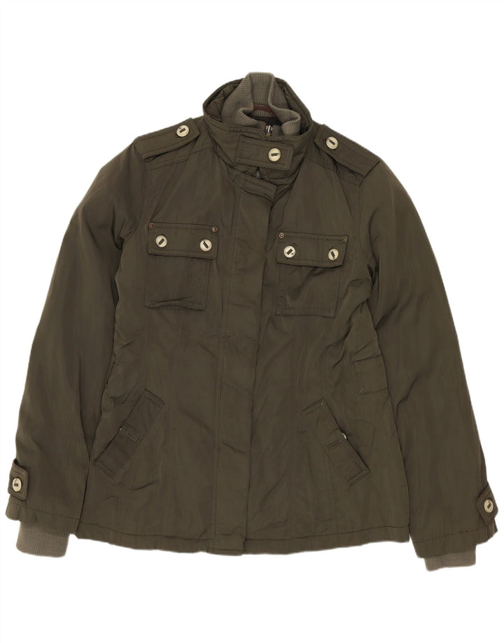 MASSIMO DUTTI Militærjakke til kvinder UK 14 Medium Khaki Polyester