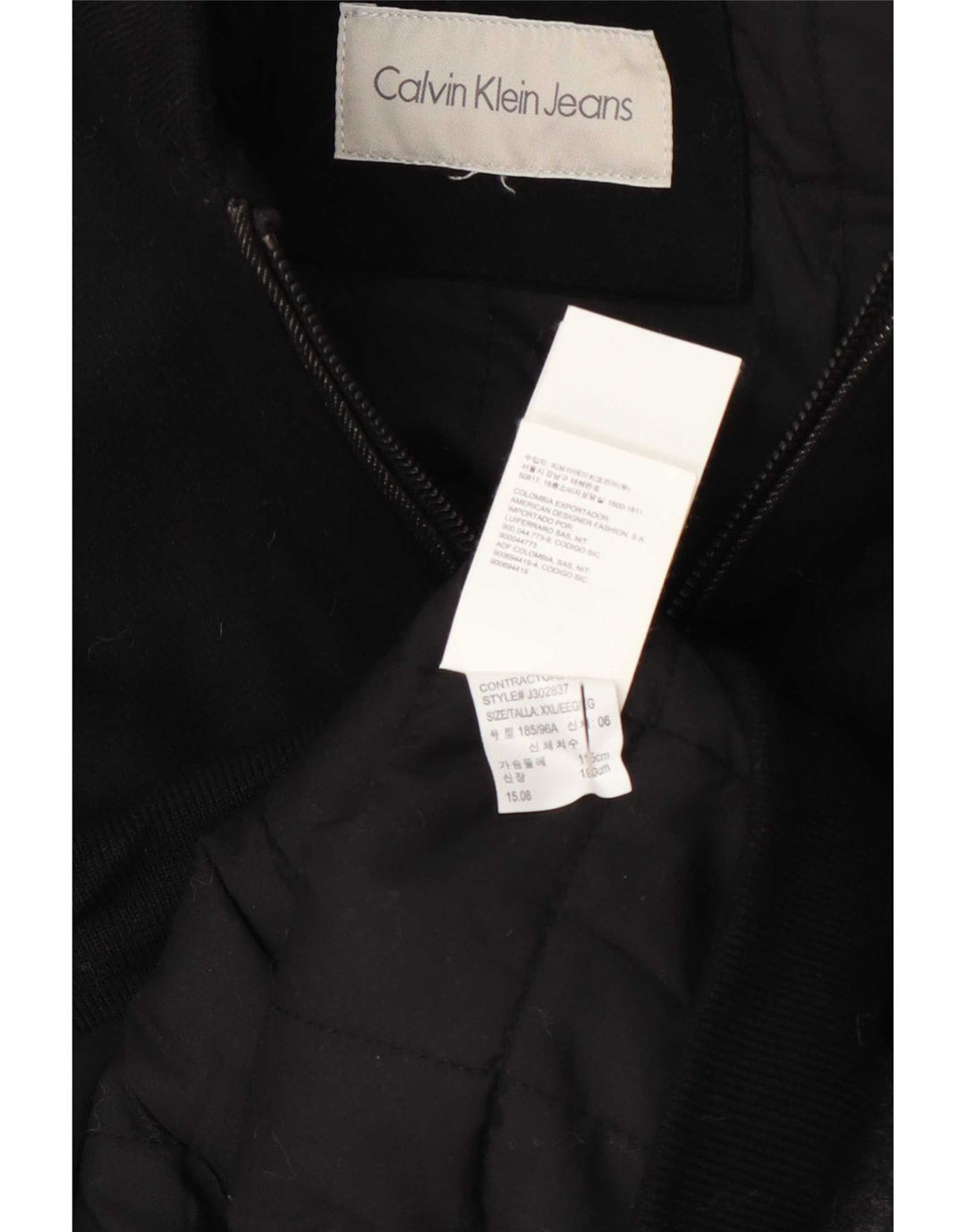 Calvin Klein Herre Bomber Jacket UK 44 2XL Sort Colourblock Uld