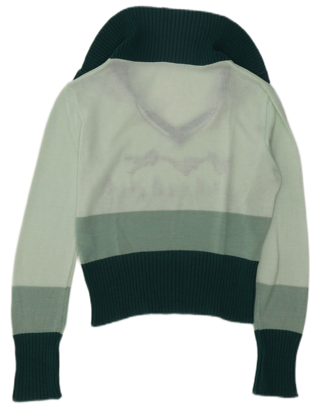 Vintage Dame Grafisk Polo Neck Jumper Sweater UK 14 Medium Green