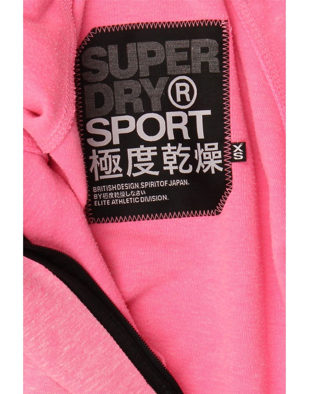SUPERDRY Dame Loose Fit Grafisk Hættetrøje Sweater med lynlås UK 6 XS Pink Flecked