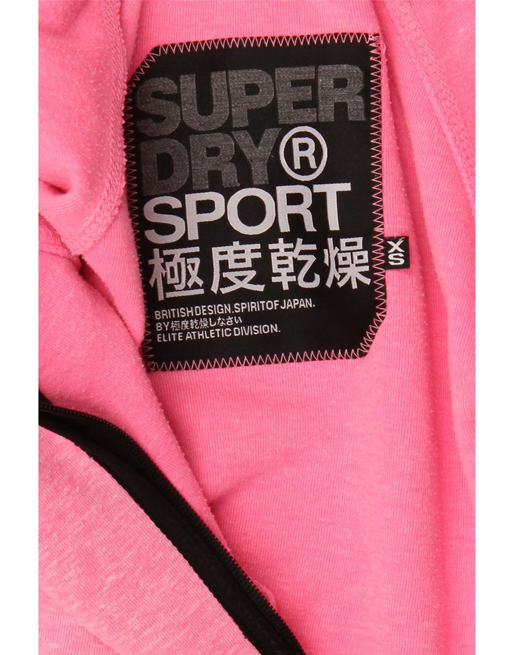 SUPERDRY Dame Loose Fit Grafisk Hættetrøje Sweater med lynlås UK 6 XS Pink Flecked