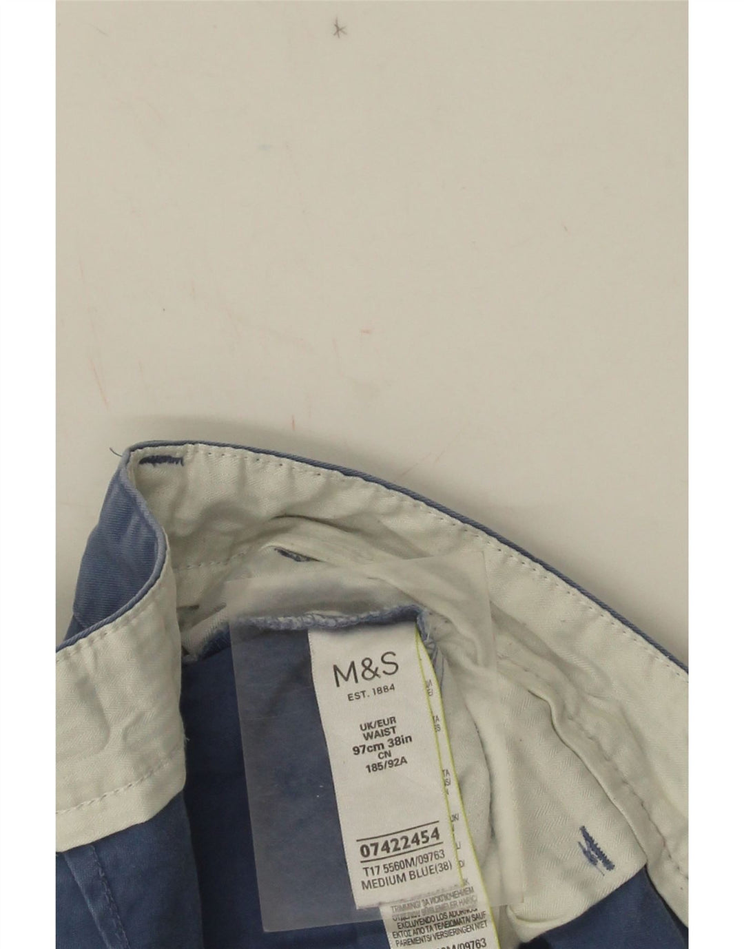 Marks & Spencer Herre Chino Shorts W38 XL Blå Bomuld