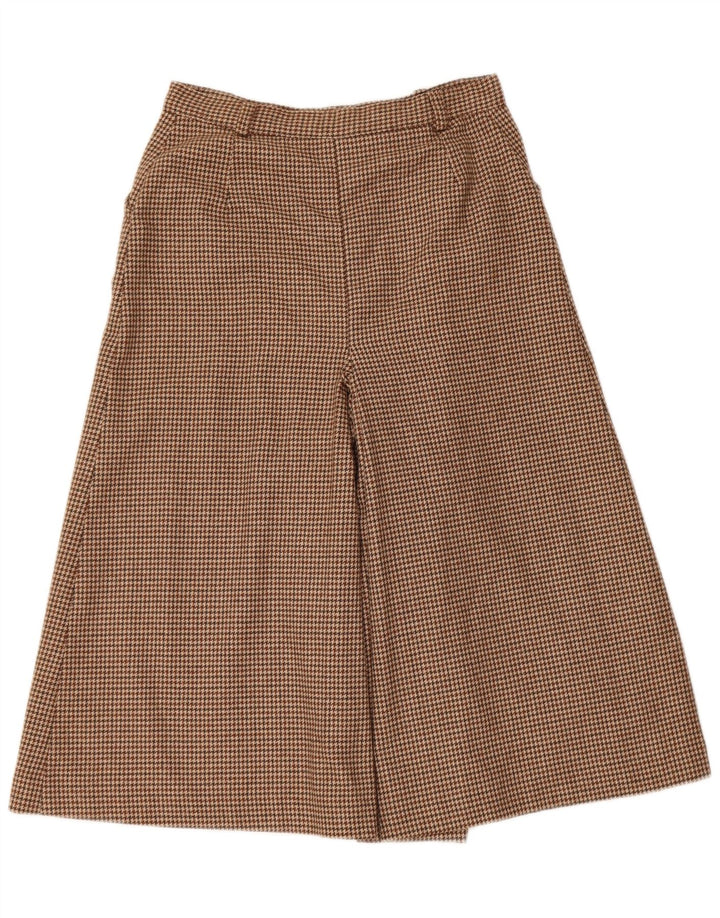 Vintage Capri-bukser til kvinder IT 42 Medium W26 Brun Houndstooth-uld