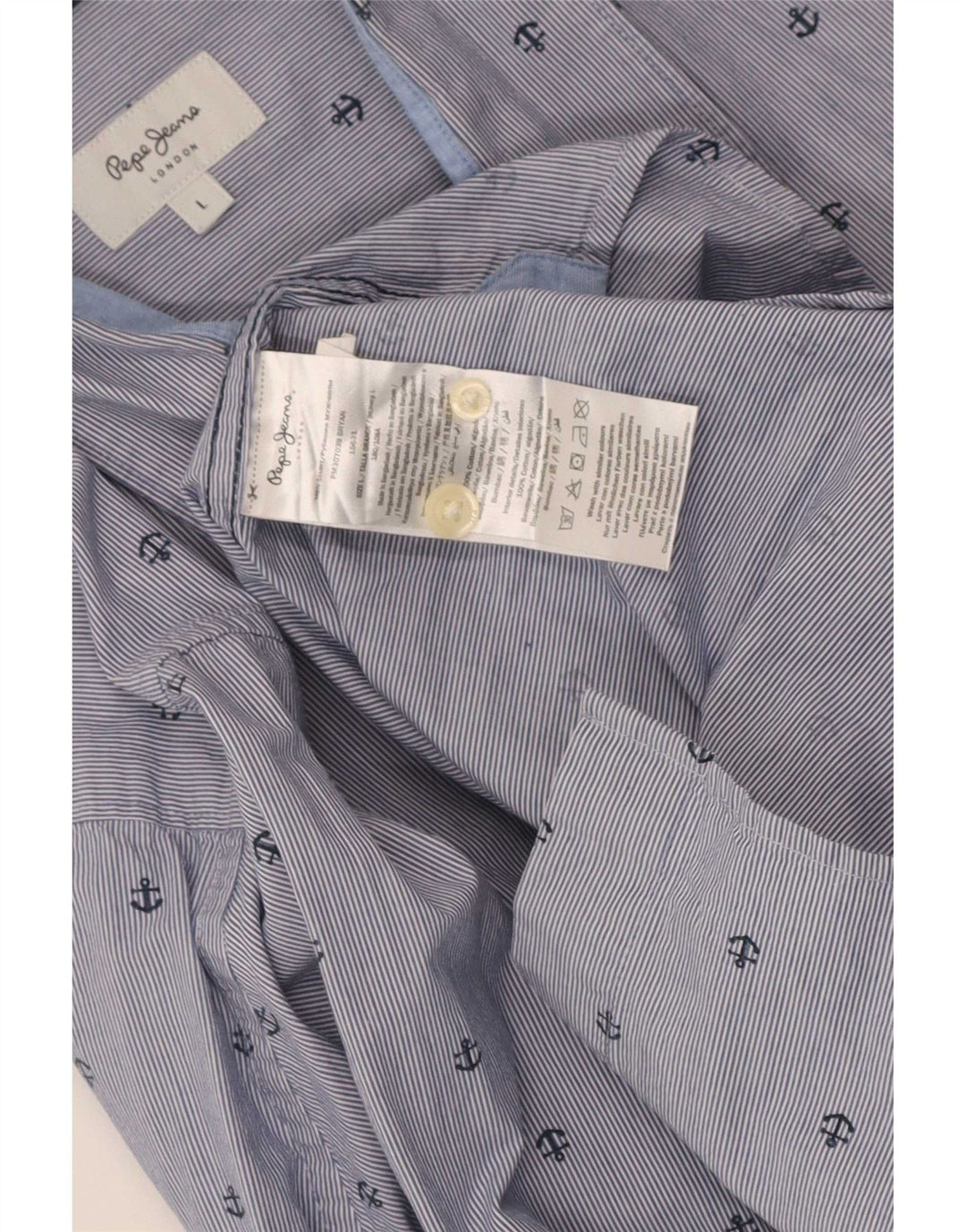 PEPE Jeans Herre abstrakt mønster Regular Fit skjorte Stor blå nålestribe