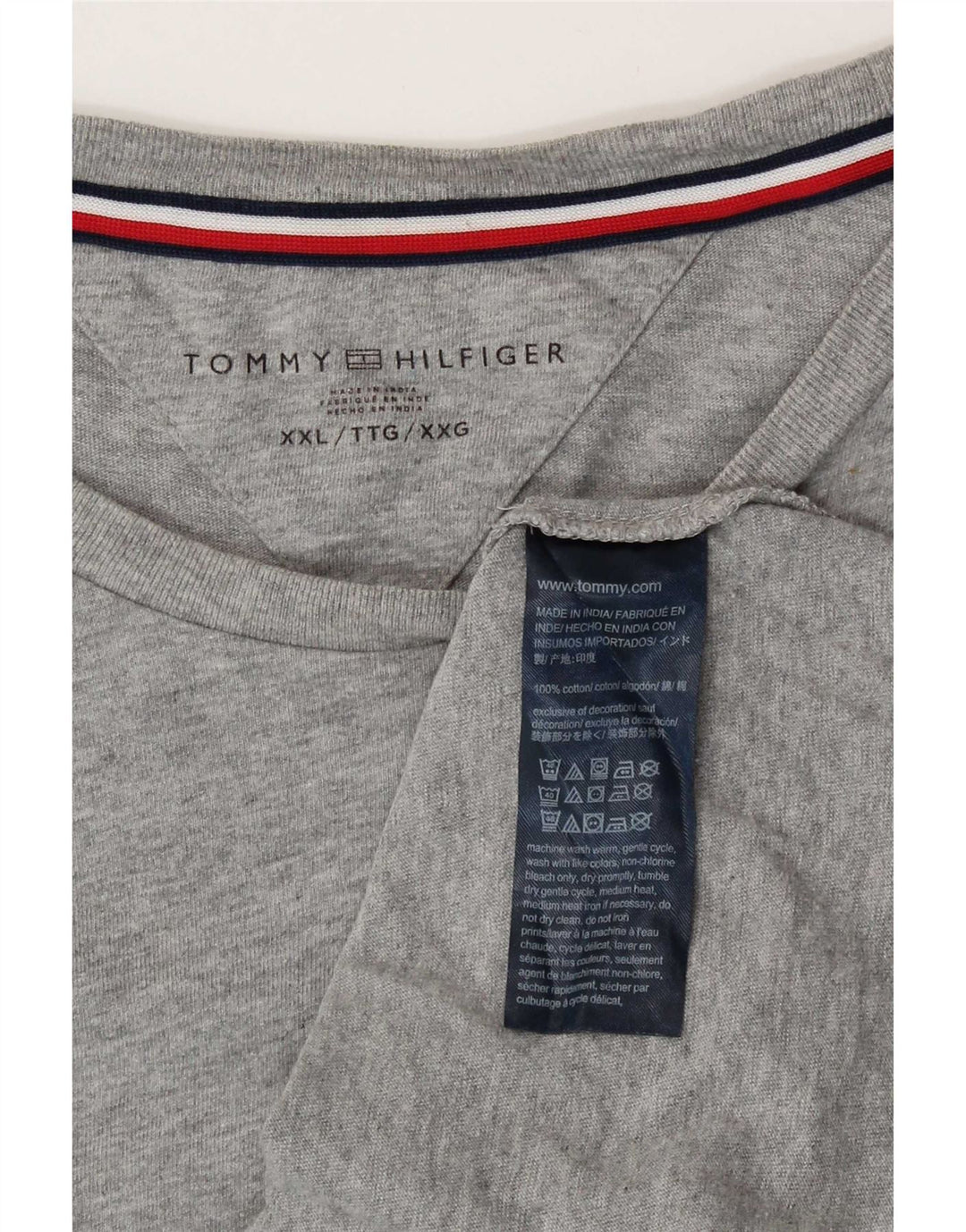 Tommy Hilfiger Herre T-Shirt Top 2XL Grå Bomuld