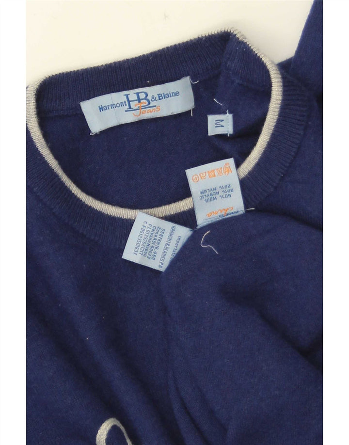 Harmont & Blaine Herre grafisk rund hals trøje sweater medium marineblå