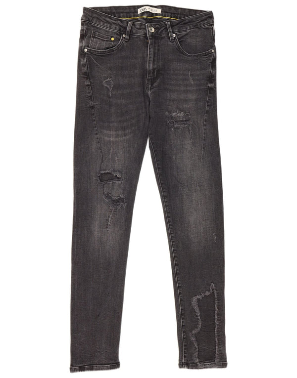 Zara Mens Distressed Skinny Jeans EU 38 Small W30 L29 Black