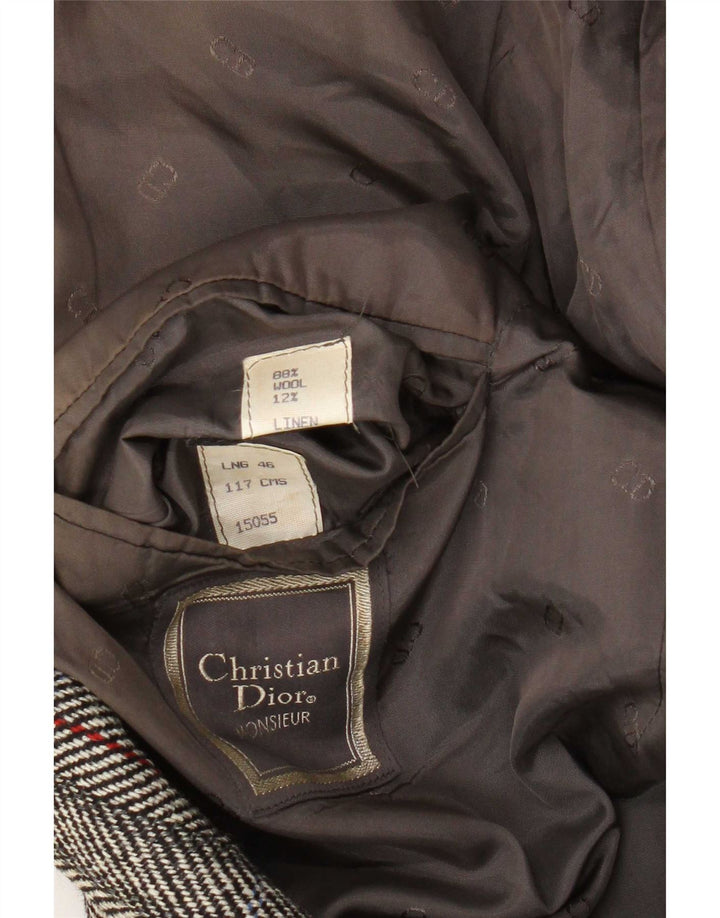 Christian Dior Herre 2-knaps blazerjakke UK 46 3XL Grå sildebensuld