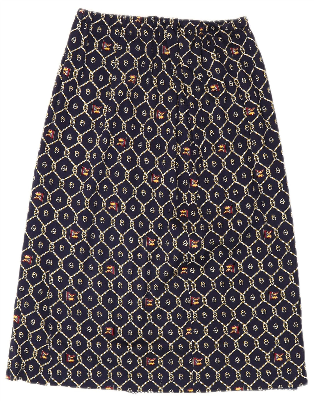 Vintage A-line nederdel til kvinder IT 46 Large W26 Marineblå geometrisk polyamid