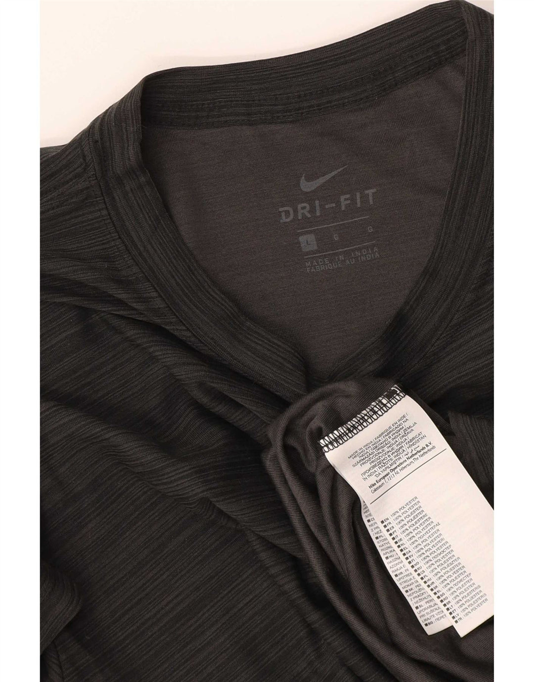 Nike Herre Dri Fit T-shirt Top Stor sort stribet polyester