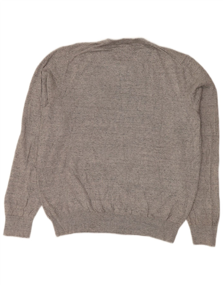 Marks & Spencer Herre sweater med rund hals, stor grå flækket bomuld